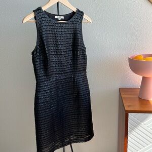 Black vegan leather cocktail length dress - BB Dakota - size 6